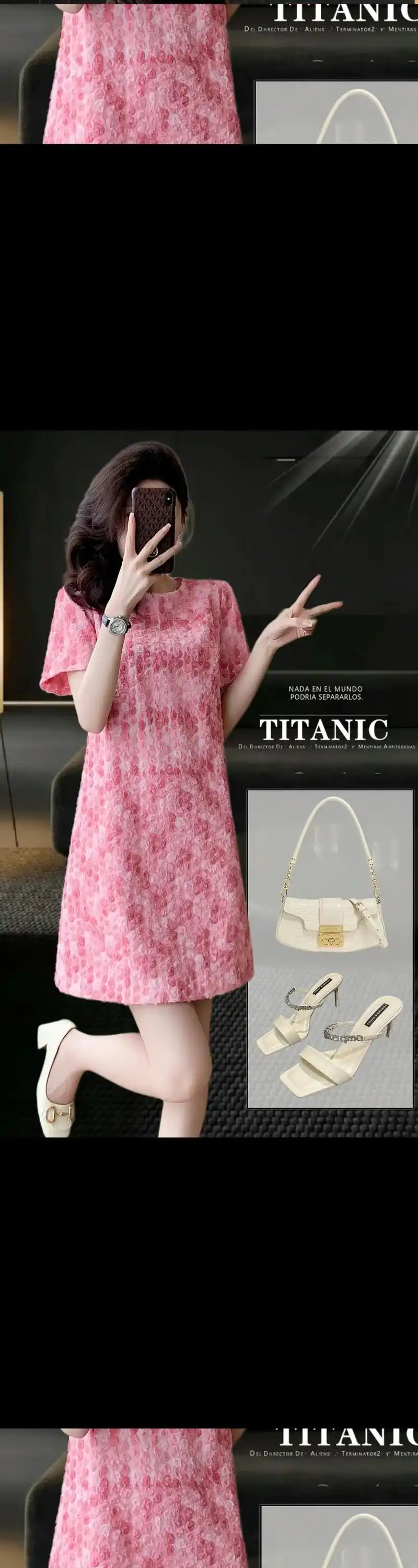 气质名媛风樱花粉色连衣裙