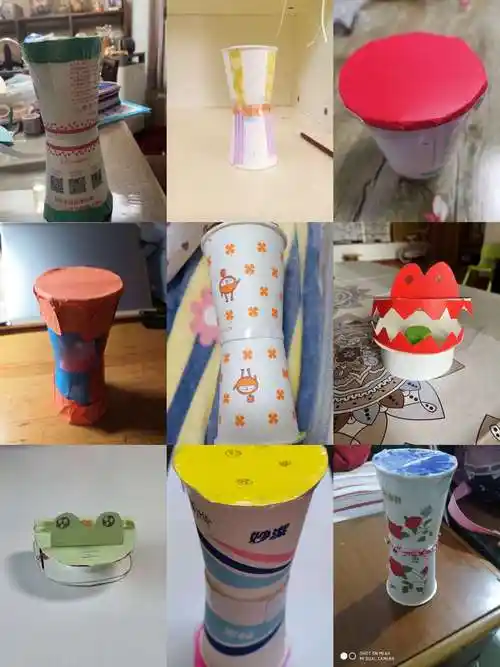 而我们让身边的打击乐器进入课堂,进而让学生自制简易乐器进课堂,最终