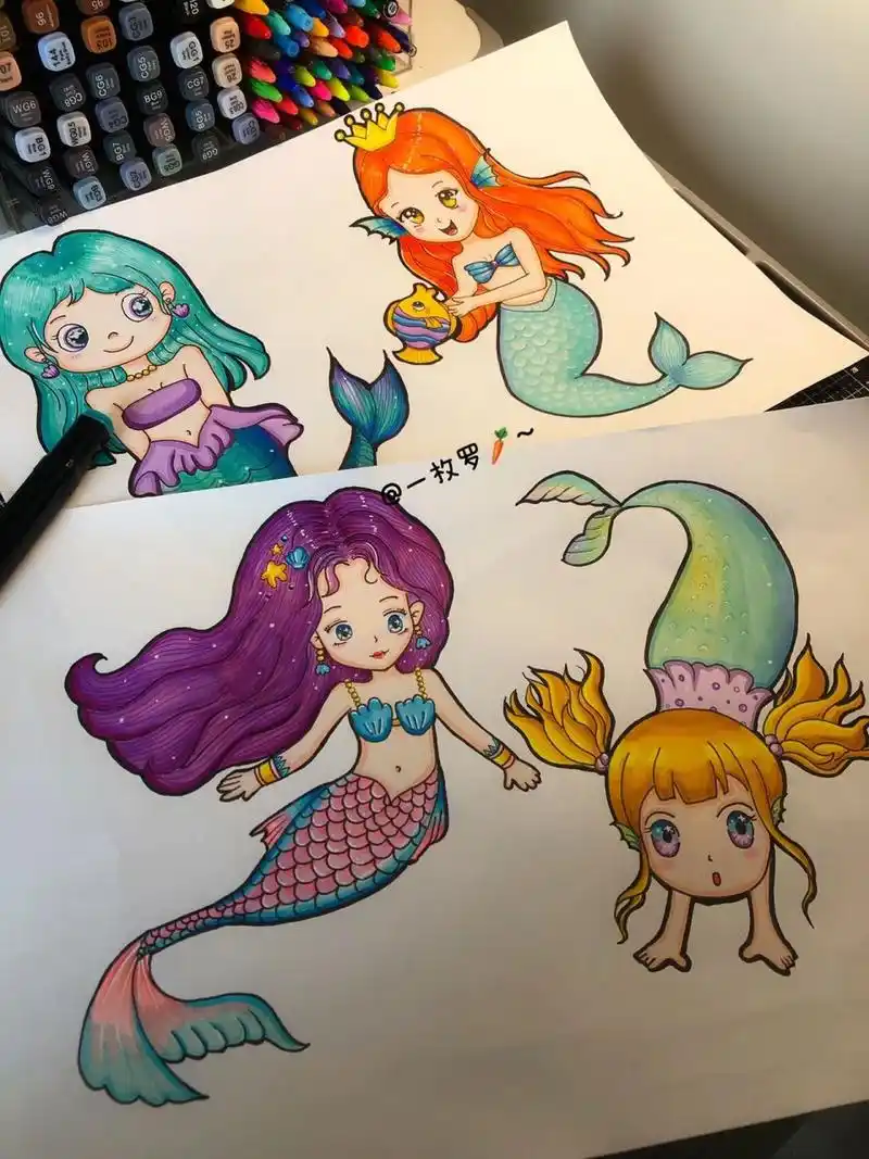 海底世界素材|美人鱼 画几只可耐的美人鱼0469♀15