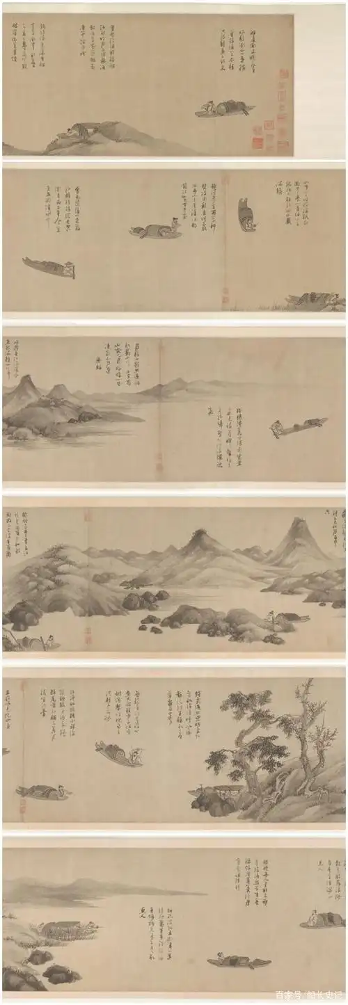 不敬业的渔父挂起渔竿不钓鱼吴镇渔父图