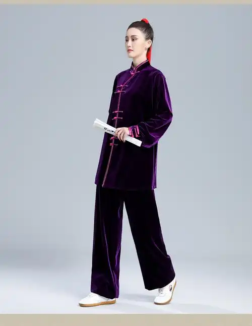 冬季加厚南韩绒武术太极服套装女中老年人武术练功服晨练服太极拳服装