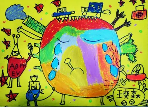 24丹尼斯校区奇思妙想周六下午班儿童画《地球妈妈生病了》