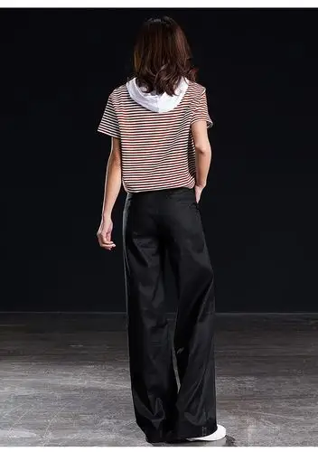 2018春季新款高腰休闲裤女士韩版宽松阔腿裤亚麻裤子女直筒裤