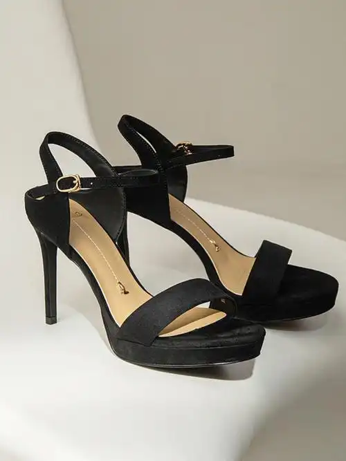 2023年夏季新款凉鞋露路防水台高跟鞋女细跟性感一字带高跟鞋小众