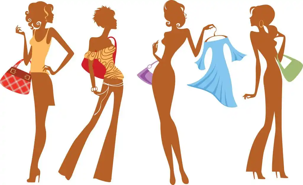 时尚女郎袋和衣服的轮廓