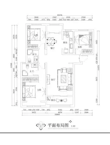 英地金台府邸130平三室两厅简欧风装修效果图