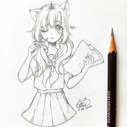 33张简单女生动漫线稿图 适合新手临摹|163_手机网易网