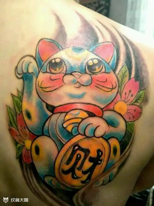 招财猫_纹身图案手稿图片_安东的纹身作品集