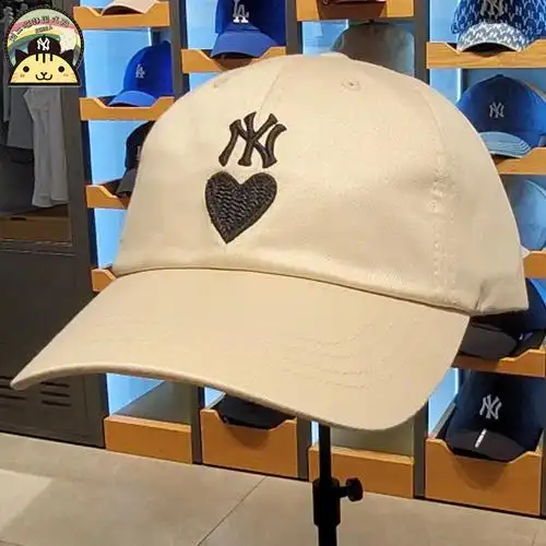 (今日7.7折)mlb帽子专柜正品爱心洋基队ny刺绣男女情侣软顶鸭舌棒球帽