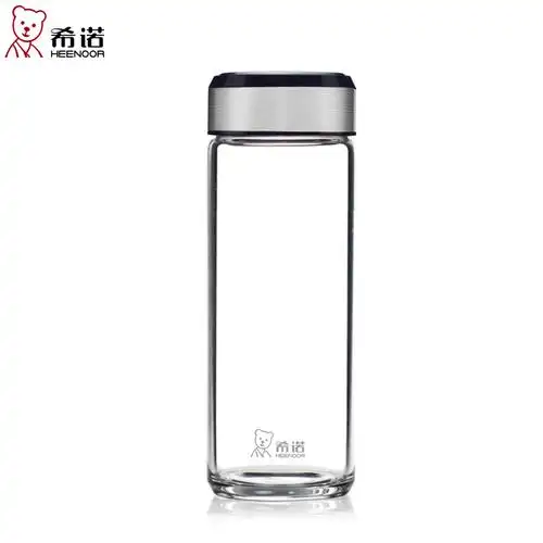 希诺玻璃杯正品 男女士水杯便携防漏 带盖单层大容量水晶杯子6053