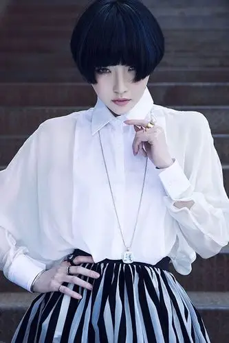 夕又米原创设计deamon2014夏季新款黑白条纹性感薄纱蓬蓬裙半身裙