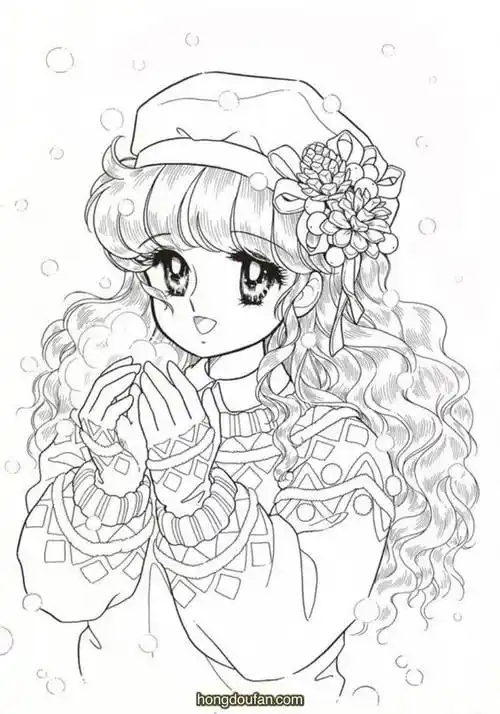 美丽的二次元美少女公主涂色图片免费下载-红豆饭小学生简笔画大全