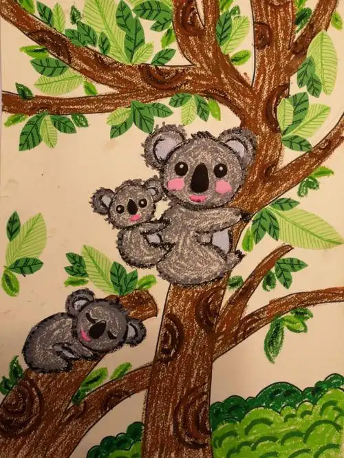 幼儿美术范画——考拉(树袋熊)_幼儿_美术_创意美术_儿童画_幼儿创意