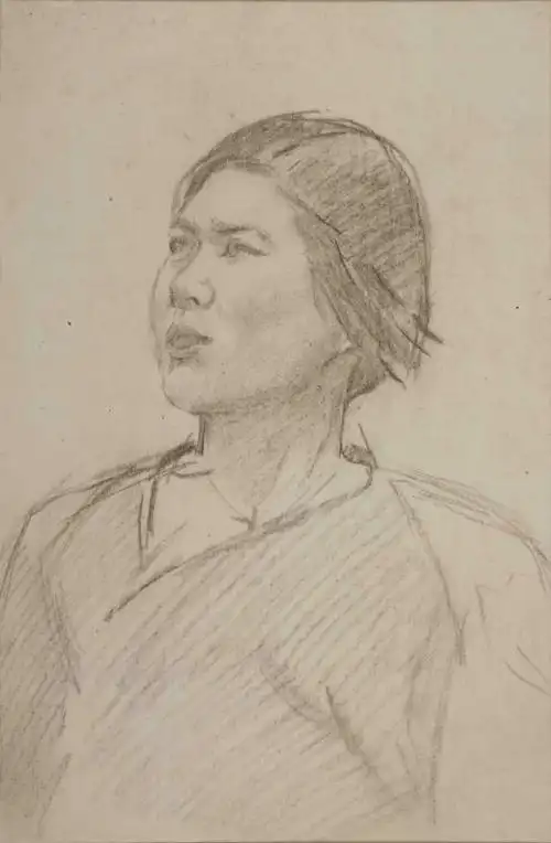 《刘胡兰就义》冯法祀_创作_艺术_素描