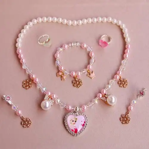 女童儿童宝宝首饰冰雪艾莎苏菲亚公主珍珠项链项链