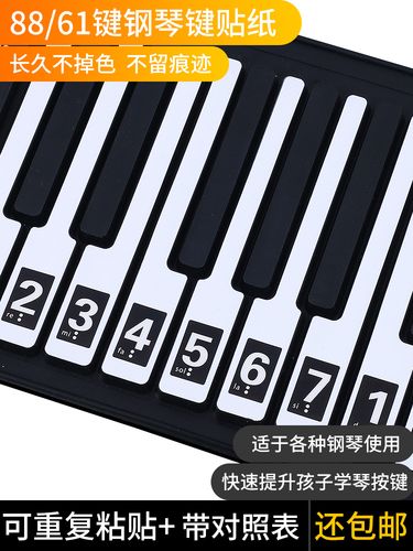 电钢琴键盘贴纸手卷琴键贴54 61 88键数字简谱音符音标初学者配件