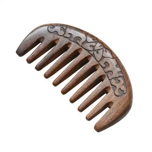 梳子女网红款宽齿卷发防静电檀木质木梳可爱梳防脱发长发随身携带