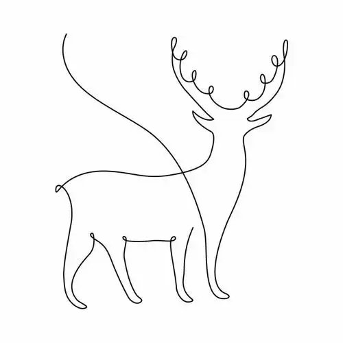 一根线条梅花鹿手绘插画简笔画697503png图片素材