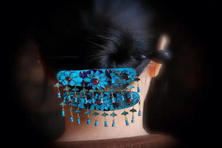 清代点翠步摇对簪发簪