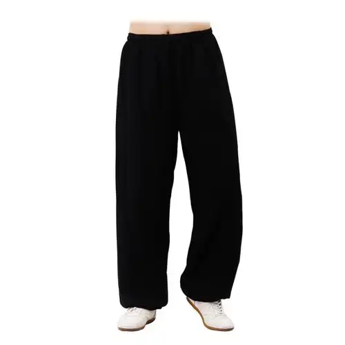 棉麻太极裤女秋冬季加厚加绒太极拳服装灯笼裤练功太极服