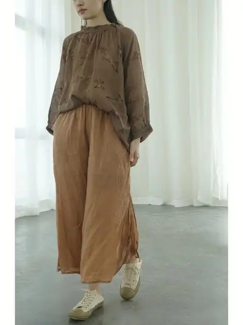 暗色调耐看苎麻上衣