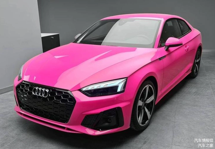 粉色新款奥迪a5coupe海外实拍涂装太骚气