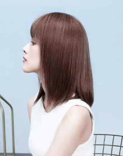 sleek假发女齐刘海中长直发齐肩锁骨发炫色渐变青春时尚潮流头套