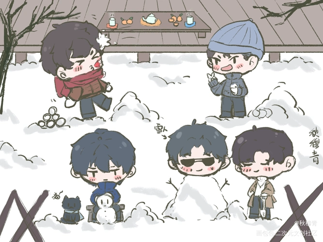 玩雪?15_盗墓笔记黑花瓶邪铁三角q版绘画作品