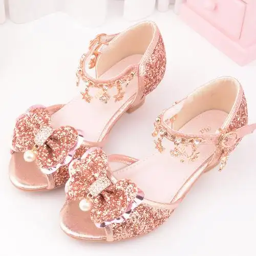 时尚新款女童凉鞋儿童鱼嘴公主女生表演配裙凉鞋