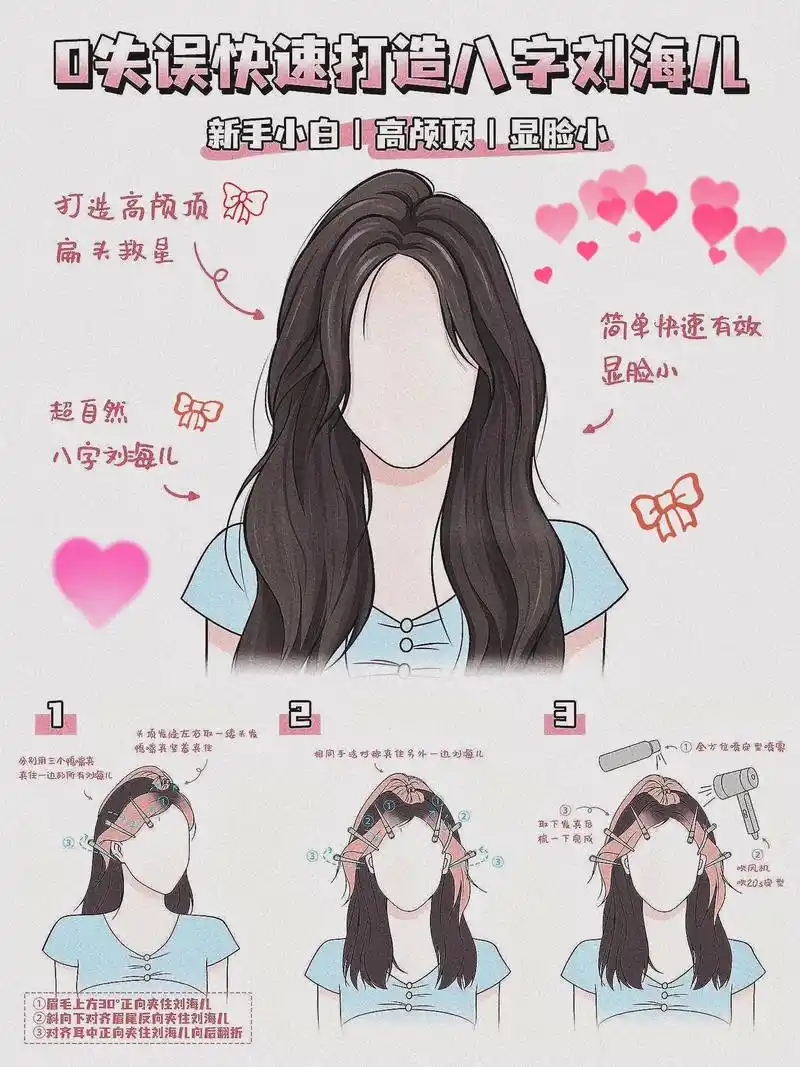 超简单的八字刘海打理教程!姐妹们快来98住!