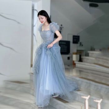栩真蓝色晚礼服裙女生日法式在逃公主高端高级感轻奢小众艺考蓝色xs