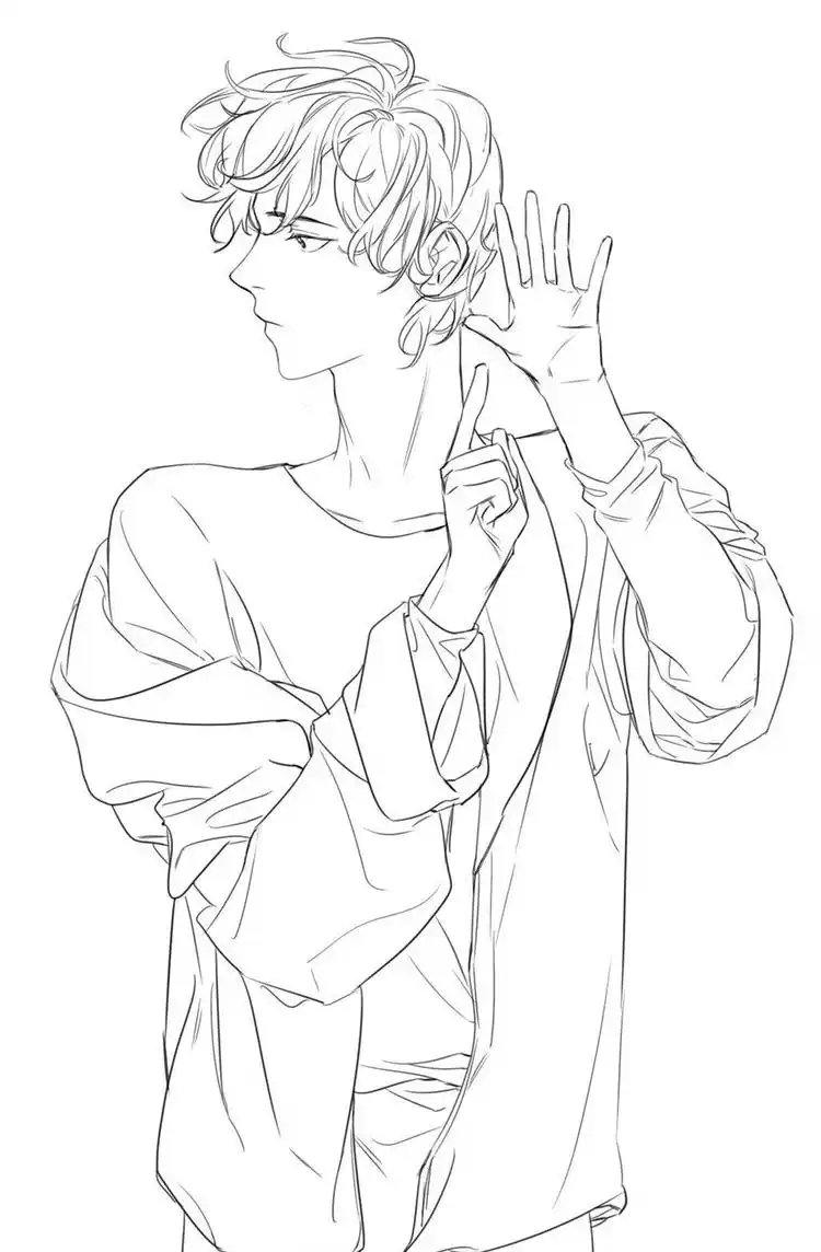 人物线稿,帅气又清爽的卡通男生