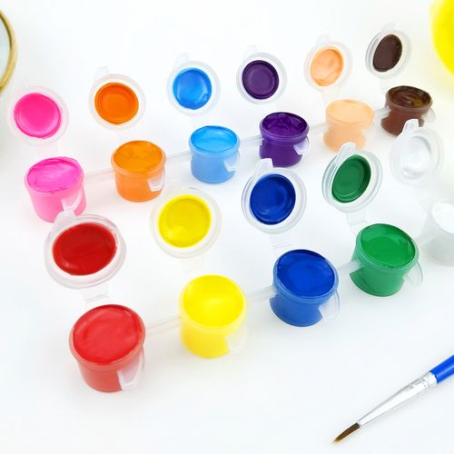 猫乐鱼儿童6连体丙烯颜料调色盘3ml彩绘diy套装画笔石头画涂鸦美术