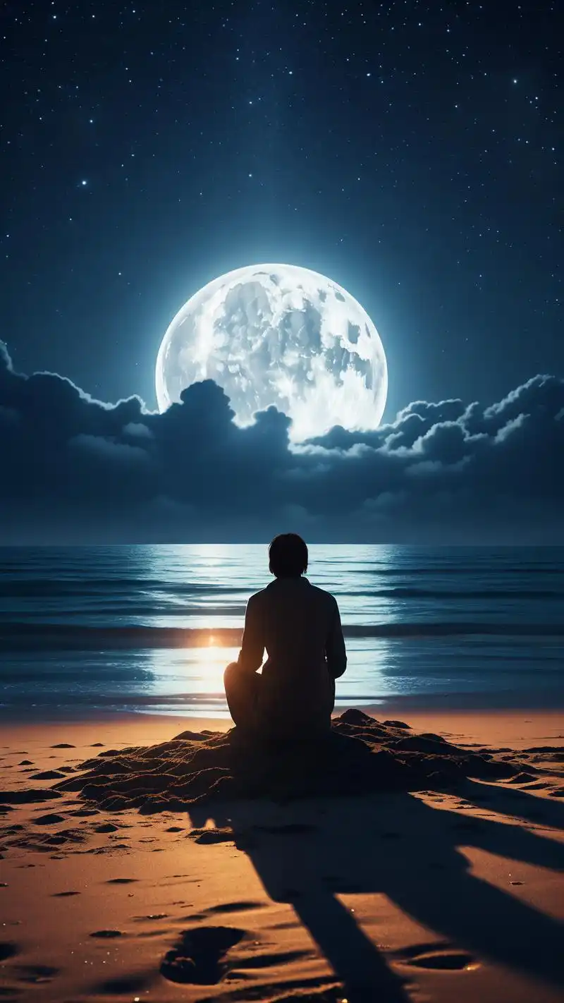 🌙伤感海边夜晚壁纸精选🌊 沉浸在深邃的夜色中,海风吹过,带来一