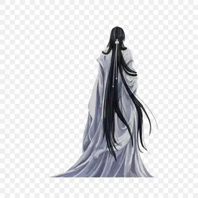 古风白衣男子背影手绘png