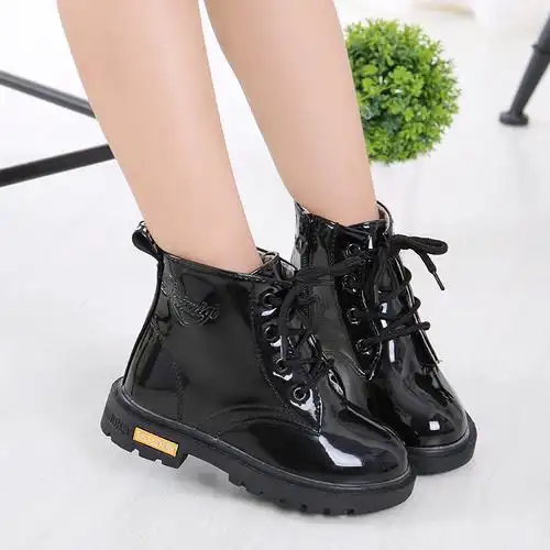 童鞋女童靴子春秋款儿童马丁靴防滑中大童皮靴男童皮鞋女童棉靴子