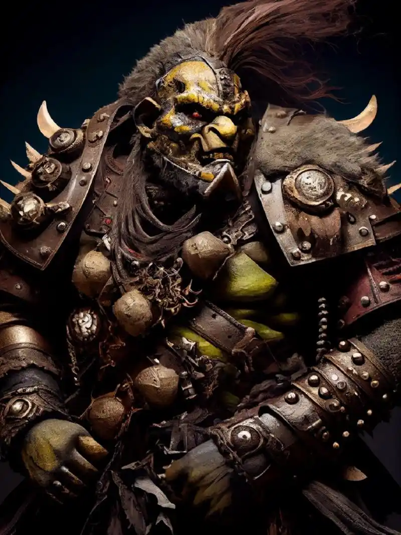 ai创作《魔兽世界-兽人战士》 兽人,巨魔和牛头人组成了部落,野碌的