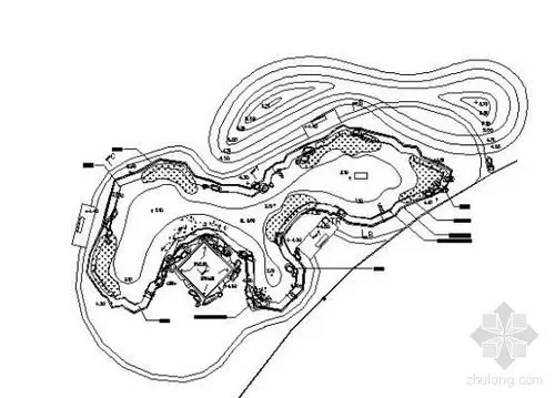 某自然式水景驳岸详图:平面
