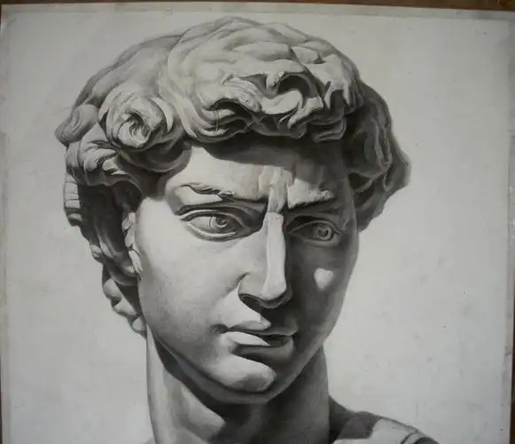 大卫石膏像(铅笔素描)