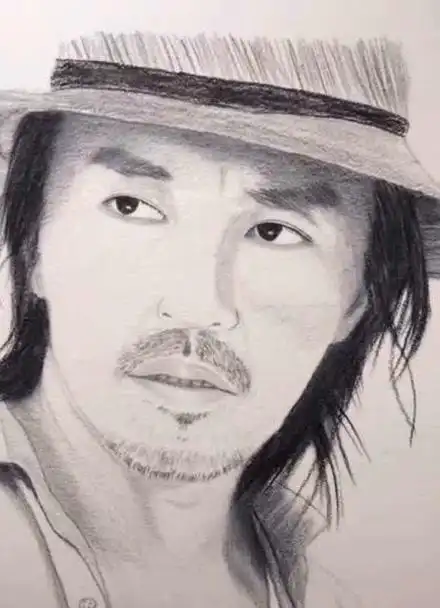 手绘素描星爷大爱周星驰