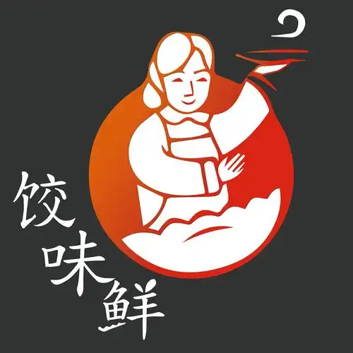 饺味鲜水饺店logo门头设计