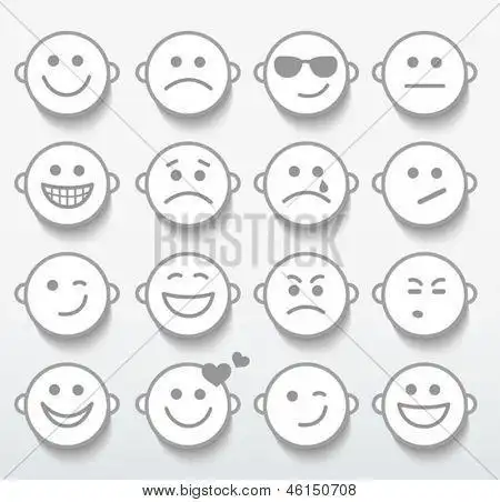 有各种各样的情绪表情的面孔的一套.