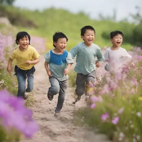 一张张天真的笑脸:奔跑在花丛中的童年
