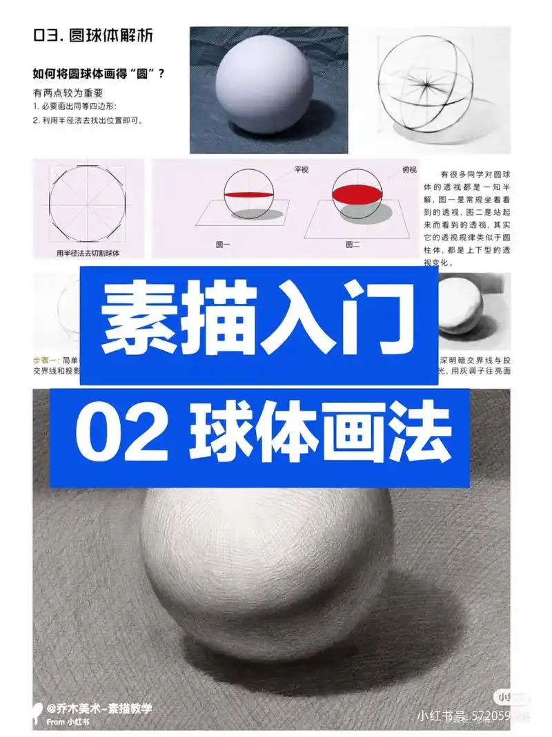 素描入门02球体画法.#素描基础 #素描绘画教学 #素描教程 - 抖音