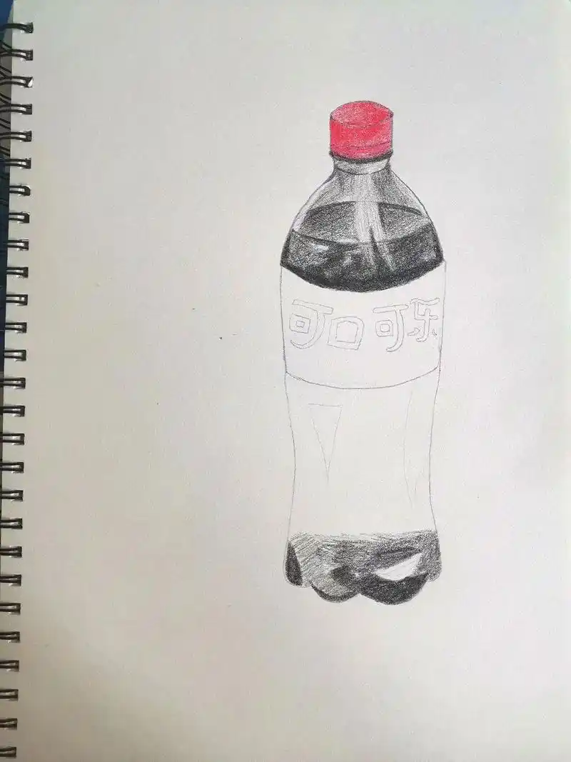 彩铅可乐绘画过程 - 微光 - 抖音