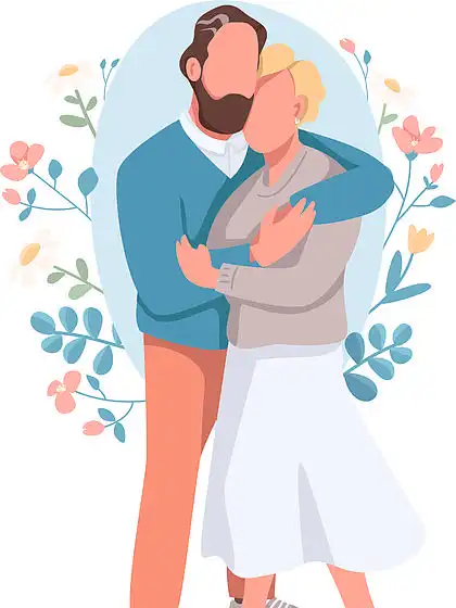 用于网页设计的家庭 2 i>d /i> 卡通人物.异性恋关系创意.