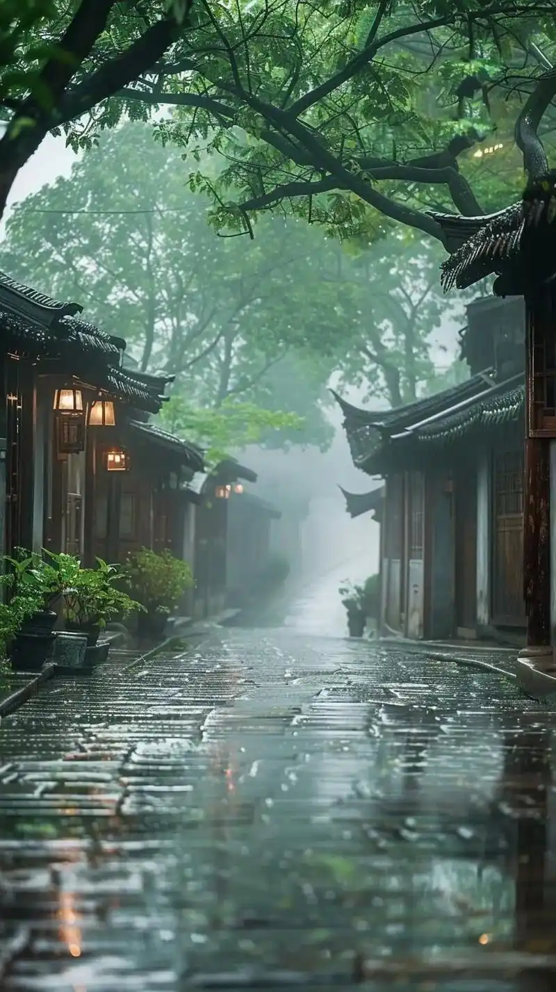 江南小镇,雨后烟柳朦胧.云雾轻绕,如梦似幻.小桥流水