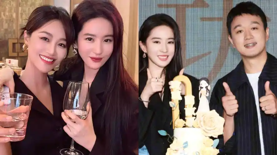 刘亦菲晒《玫瑰的故事》庆功宴照片,与蓝盈莹合照养眼,单人美照滤镜重