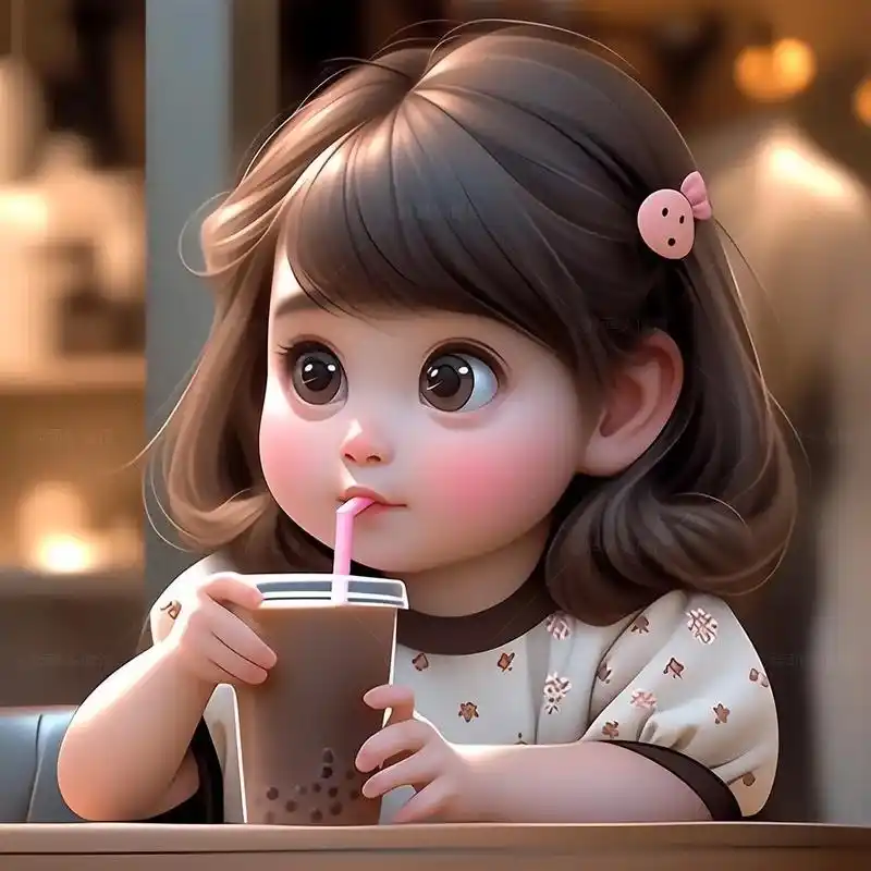 喝奶茶的萌宝太可爱啦93.#女生头像 #萌娃头像 #骗你生女 - 抖音
