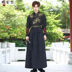 武侠复古黑色霸气公子男女同款中国风成人帅气秋季套装男汉服古装